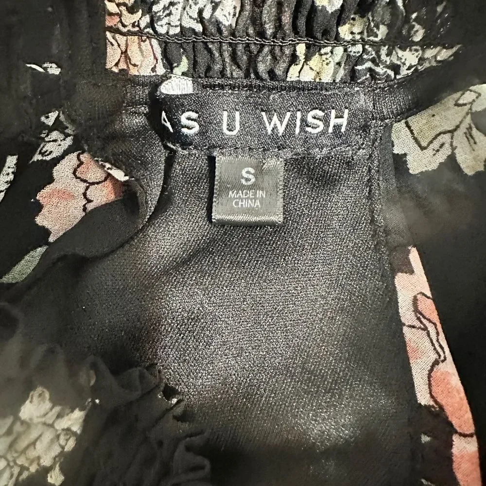As U Wish black floral dress. Size S
